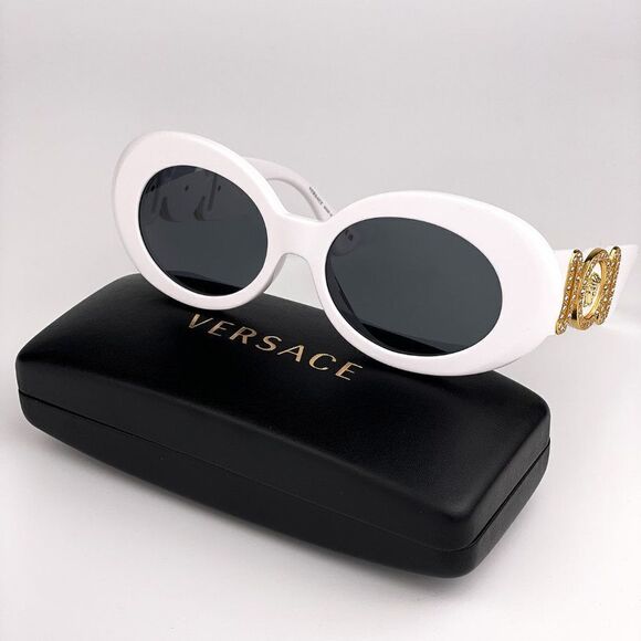 NEW Versace VE4426BU 314/87 MAXI MEDUSA BIGGIE White Dark  Gray Oval Sunglasses - Picture 2 of 12